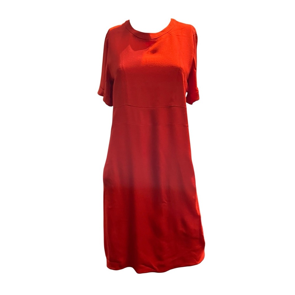 Costume National Dress Red Shift Midi Size 42 US 6 Keyhole Back Office Career